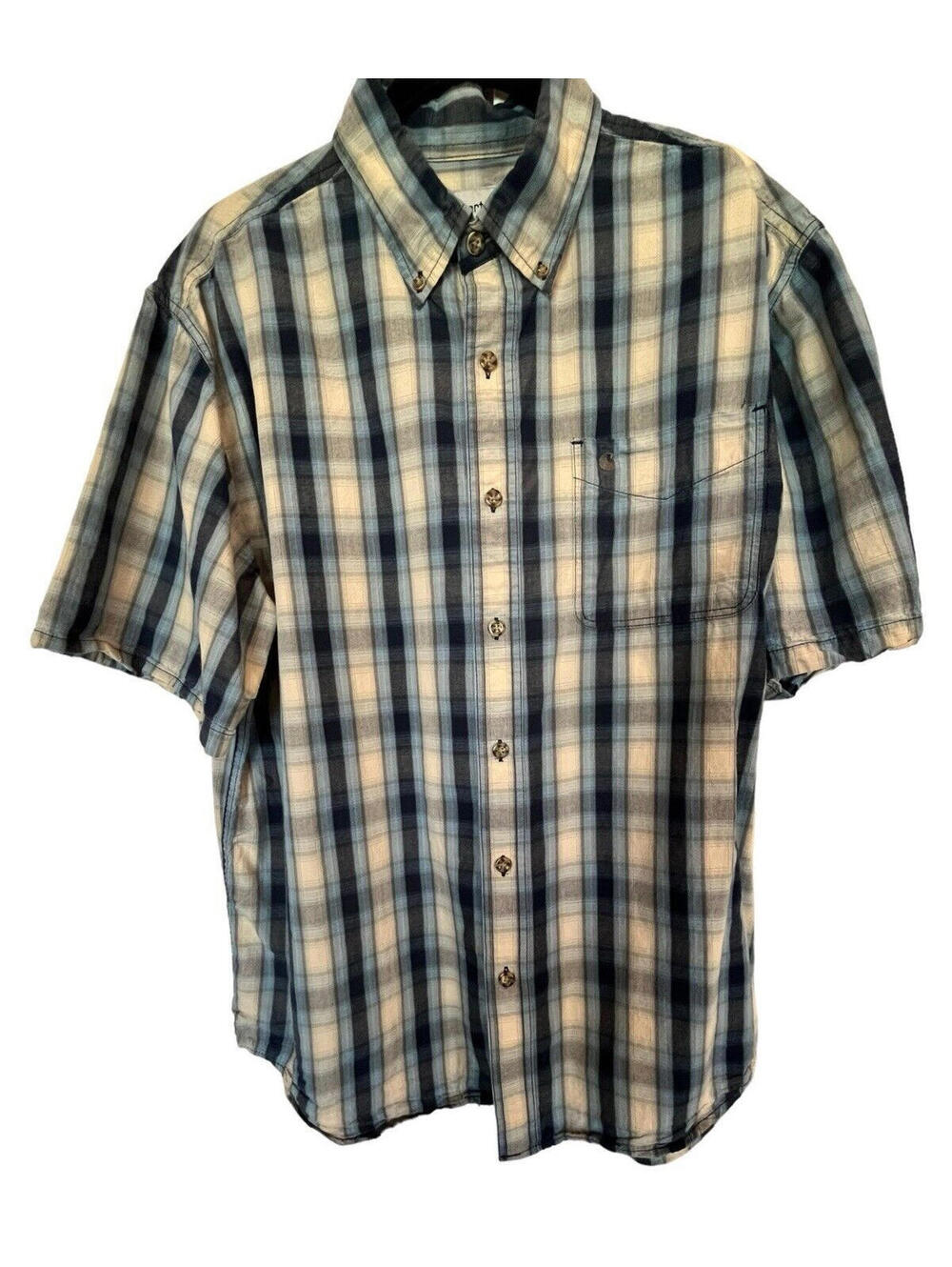 Carhartt Short Sleeve Shirt Mens Sz XL Plaid shirt S274 Work Shirt